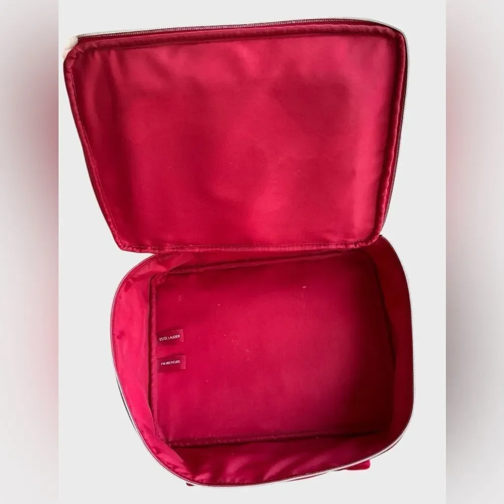 Estée Lauder Red Velvet Train Case Makeup Cosmetic Bag Travel Case